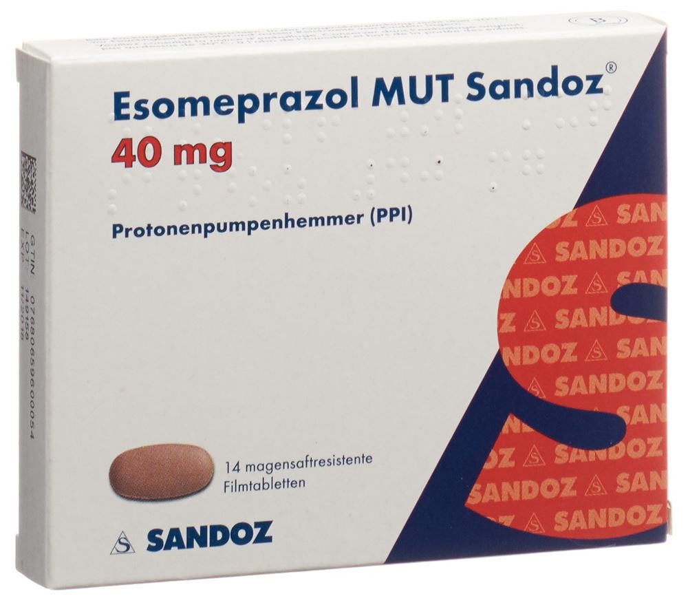 Esomeprazol MUT Sandoz 40 mg, magensaftresistente Tabletten