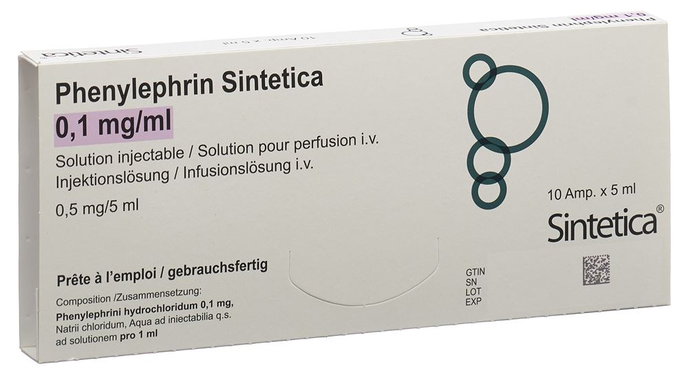 Phenylephrin Sintetica 0.1 mg/ml, soluzione iniettabile o per infusione (i.v.)