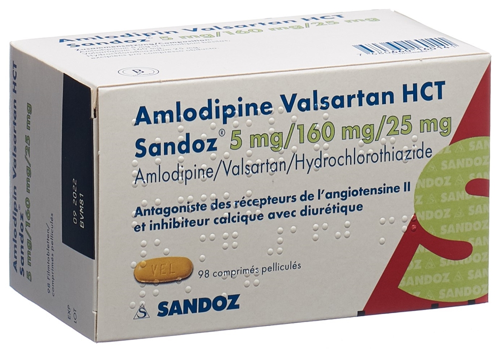Amlodipin Valsartan HCT Sandoz 5 mg/160 mg/25 mg, Filmtabletten