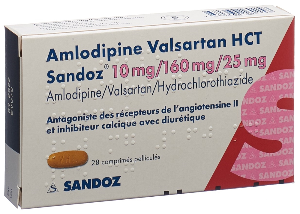 Amlodipin Valsartan HCT Sandoz 10 mg/160 mg/25 mg, Filmtabletten