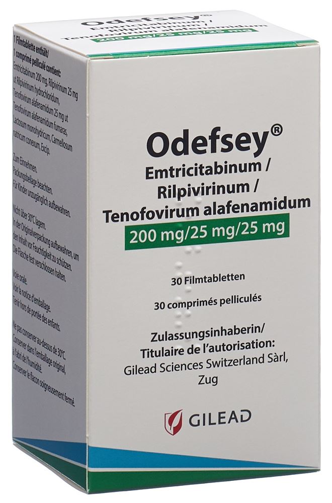 ODEFSEY cpr pell 200mg/25mg/25mg bte 30 pce