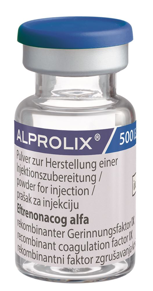 Alprolix 500 IE, Pulver und Lösungsmittel zur Herstellung einer Injektionslösung