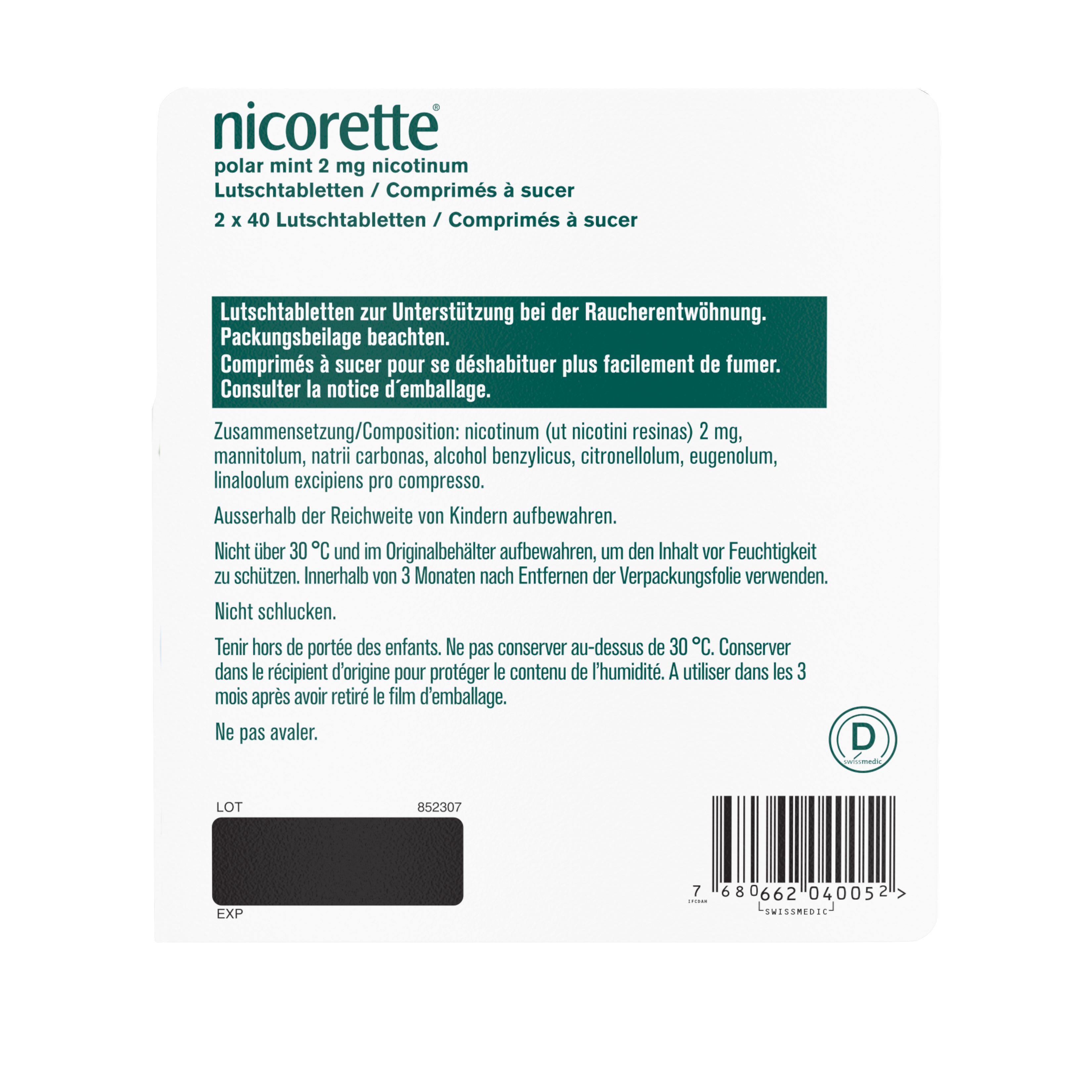 NICORETTE Polar Mint cpr sucer 2 mg 80 pce