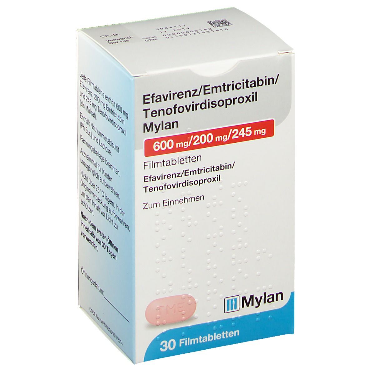 Efavirenz-Emtricitabin-Tenofovir-Mepha 600 mg, 200 mg, 245 mg, Filmtabletten