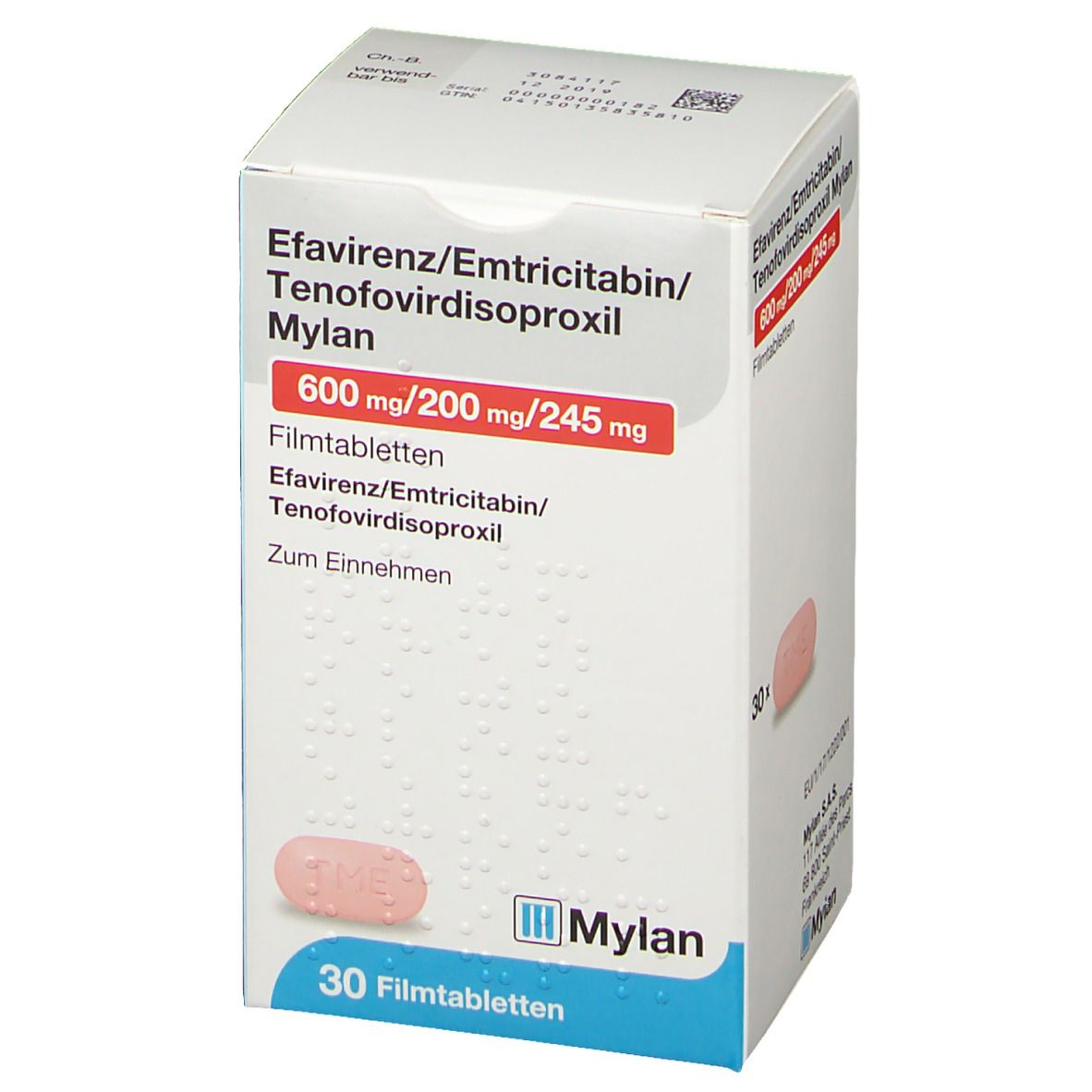 Efavirenz-Emtricitabin-Tenofovir-Mepha 600 mg, 200 mg, 245 mg, Filmtabletten