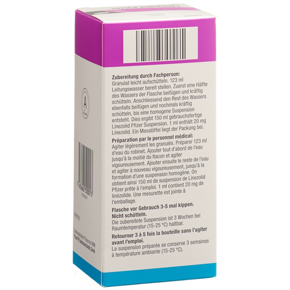 Linezolid Pfizer 20 mg/ml, Granulat zur Herstellung einer Suspension zum Einnehmen