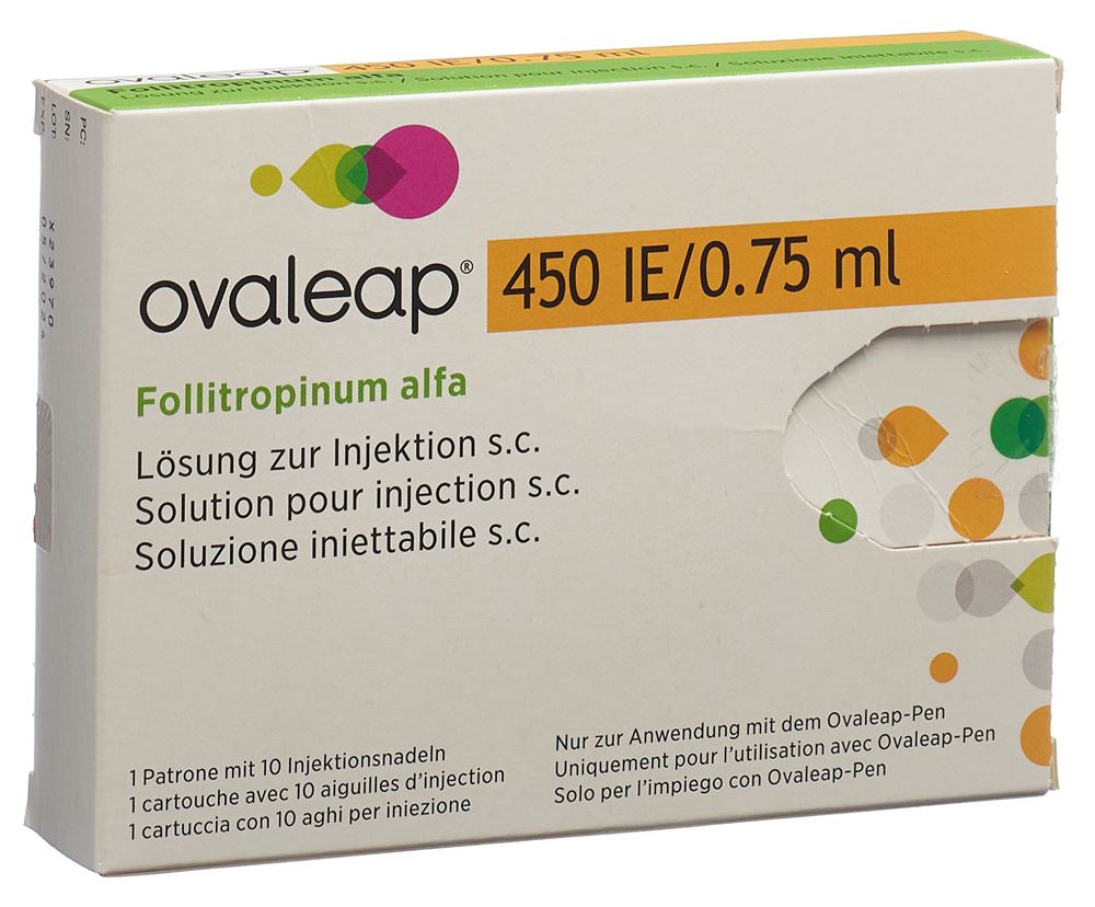 OVALEAP sol inj 450 UI/0.75ml cartouche av 10 aigu
