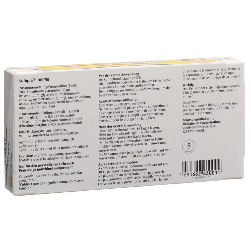 Suliqua 100/50, solution injectable
