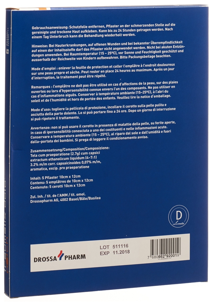 Traumalix dolo patch, Pflaster