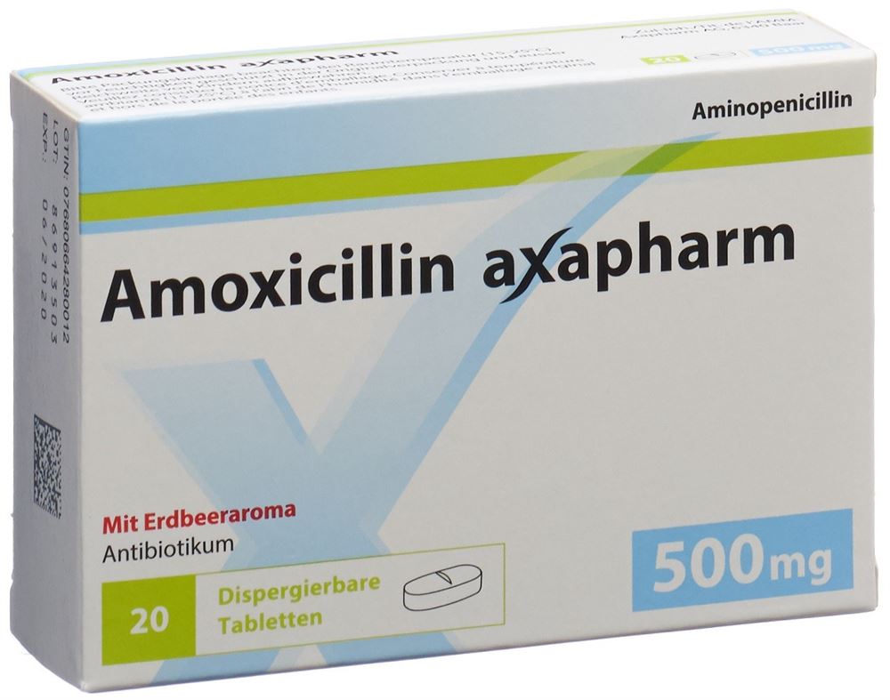 AMOXICILLINE axapharm cpr disp 500 mg 20 pce