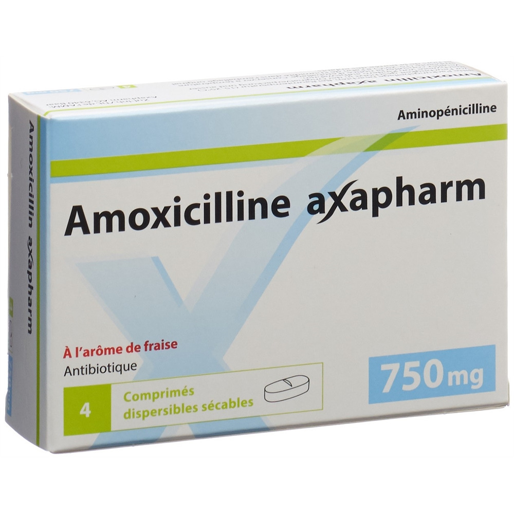 AMOXICILLINE axapharm cpr disp 750 mg 4 pce