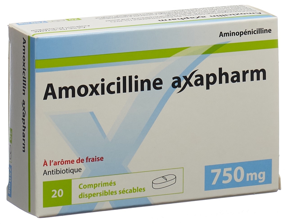 AMOXICILLINE axapharm cpr disp 750 mg 20 pce