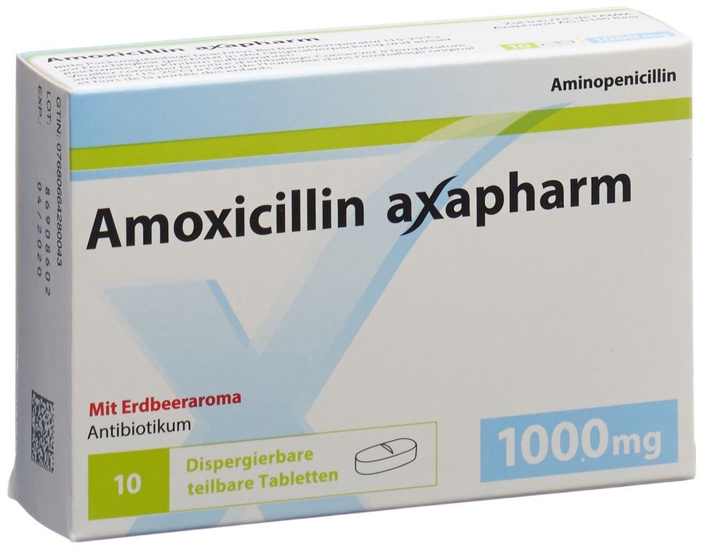 AMOXICILLINE axapharm cpr disp 1000 mg 10 pce