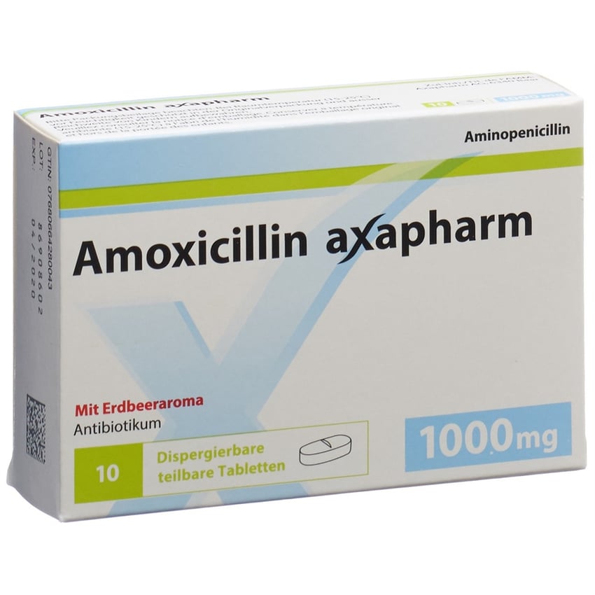 AMOXICILLINE axapharm cpr disp 1000 mg 10 pce