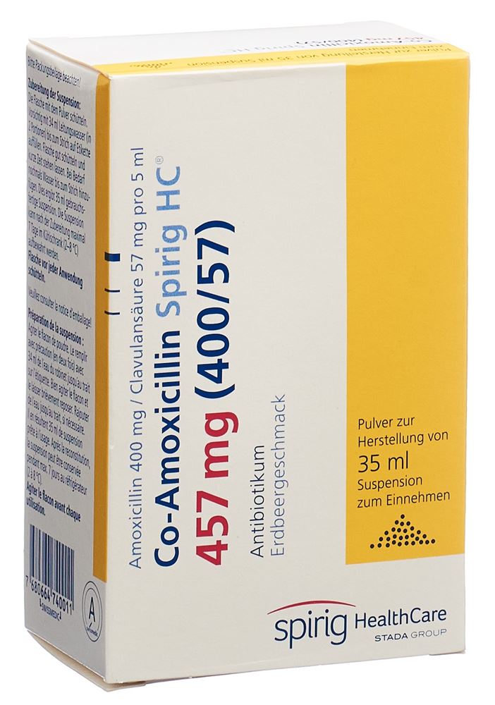 Co-Amoxicillin Spirig HC 457mg (400/57), Pulver zur Herstellung einer Suspension zum Einnehmen