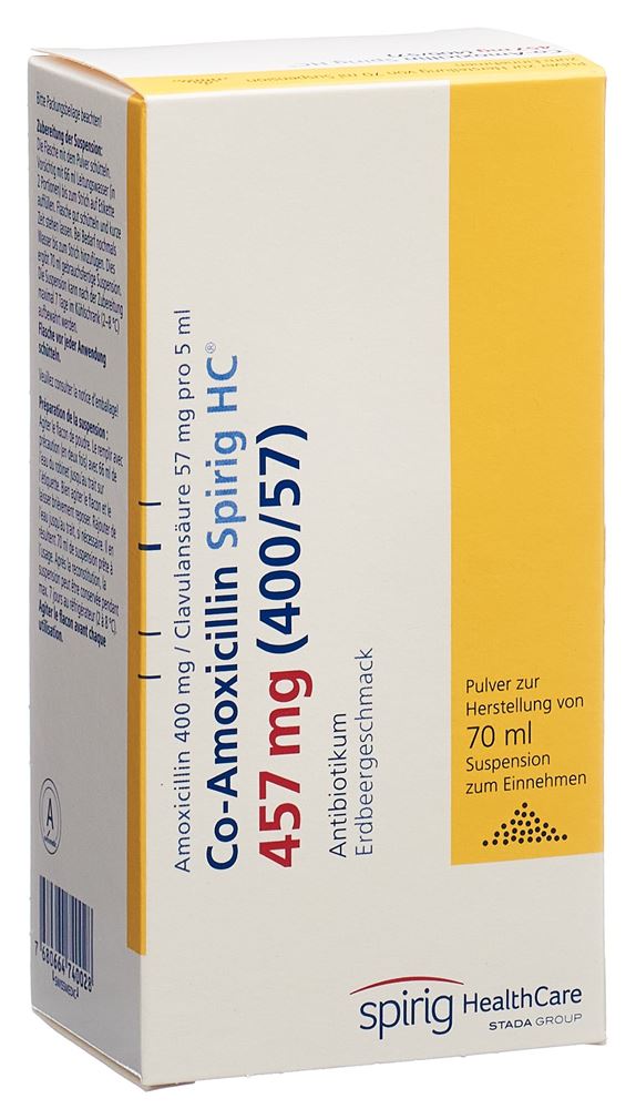 Co-Amoxicillin Spirig HC 457mg (400/57), Pulver zur Herstellung einer Suspension zum Einnehmen