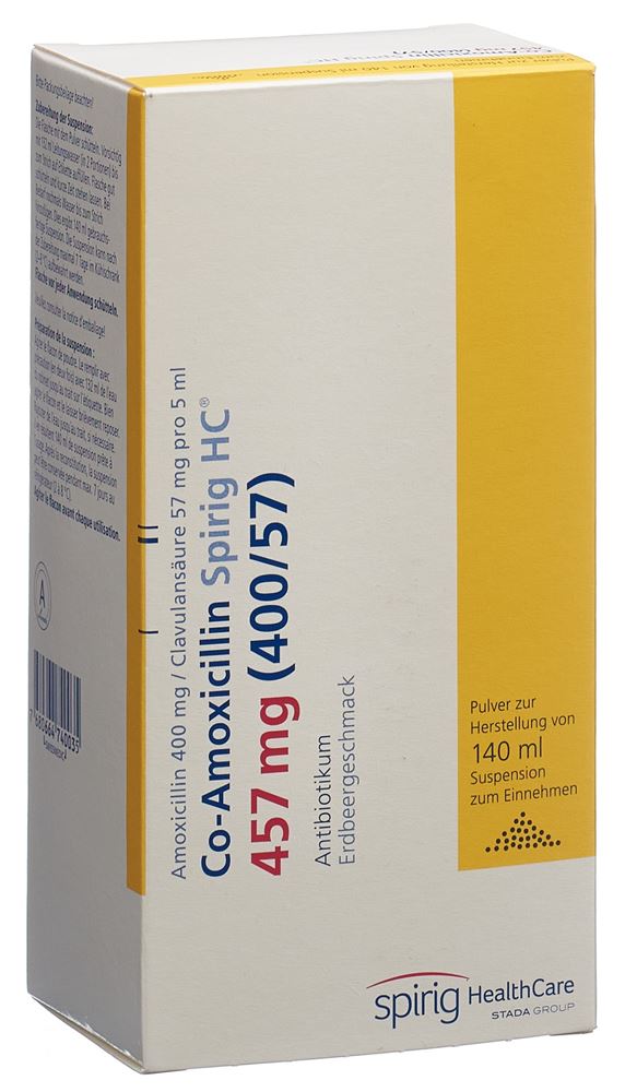 CO-AMOXICILLINE Spirig HC sus 457mg (400/57) 140ml