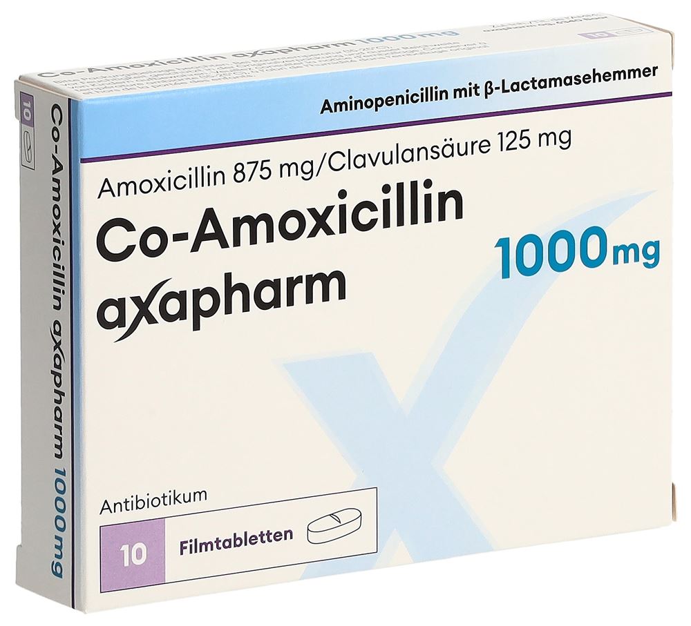 CO-AMOXICILLINE axapharm cpr pell 1000 mg 10 pce