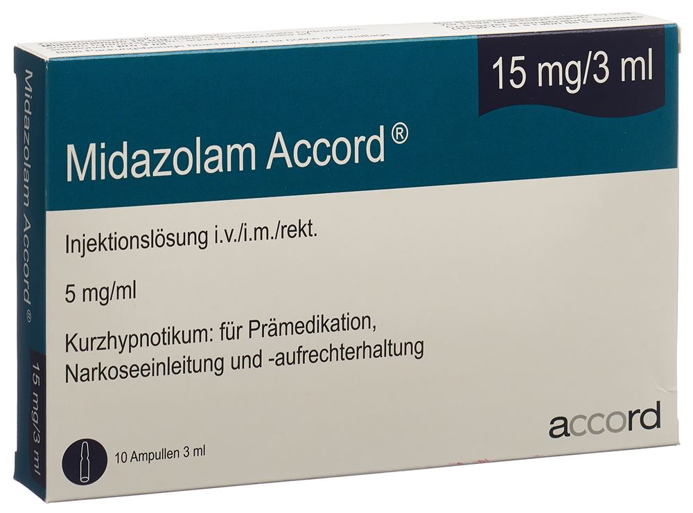 MIDAZOLAM Accord 15 mg/3 mL sol perf 10x3mL pce
