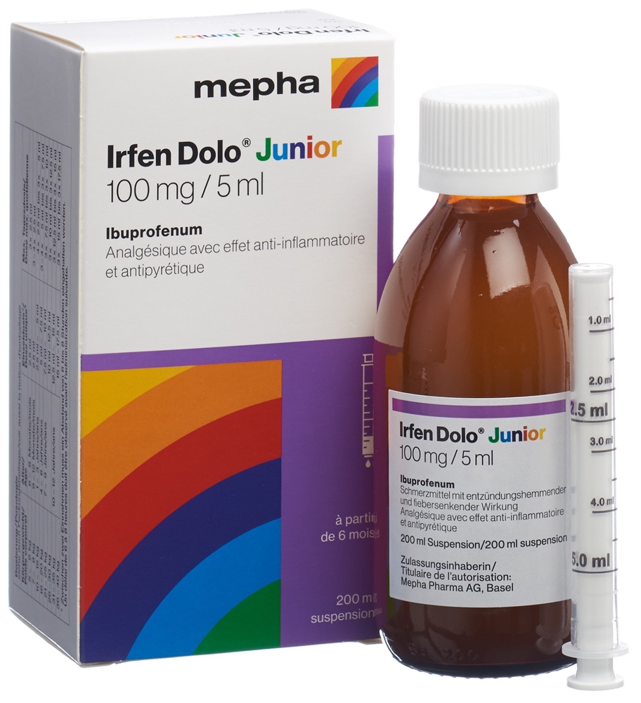 Irfen Dolo Junior 100 mg / 5 ml, Suspension