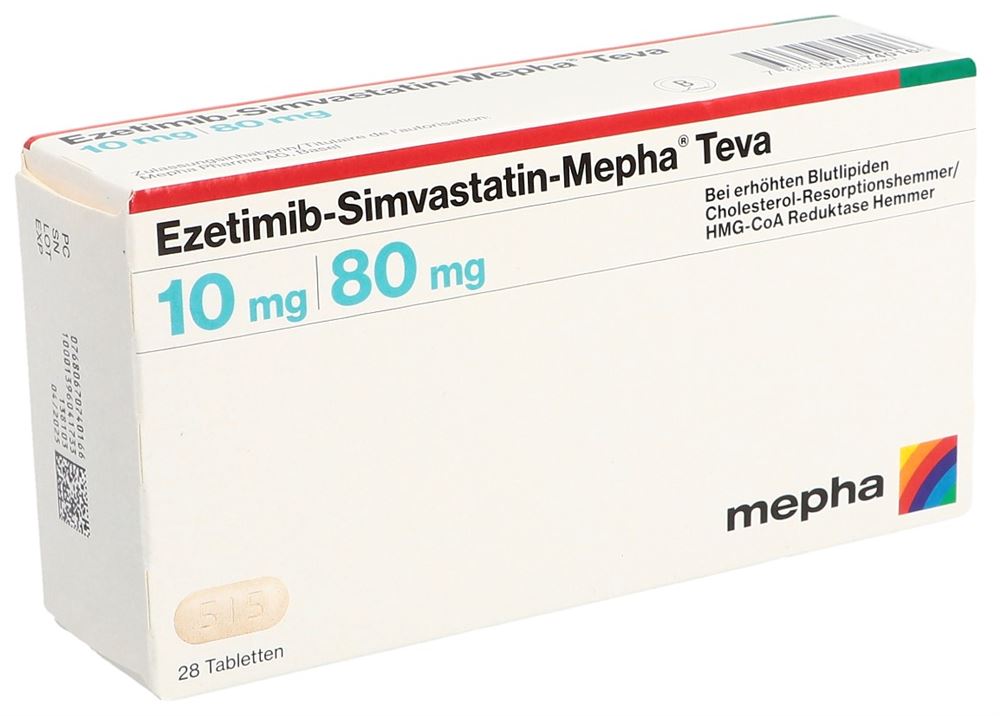 Ezetimib-Simvastatin-Mepha Teva 10/80 mg, Tabletten