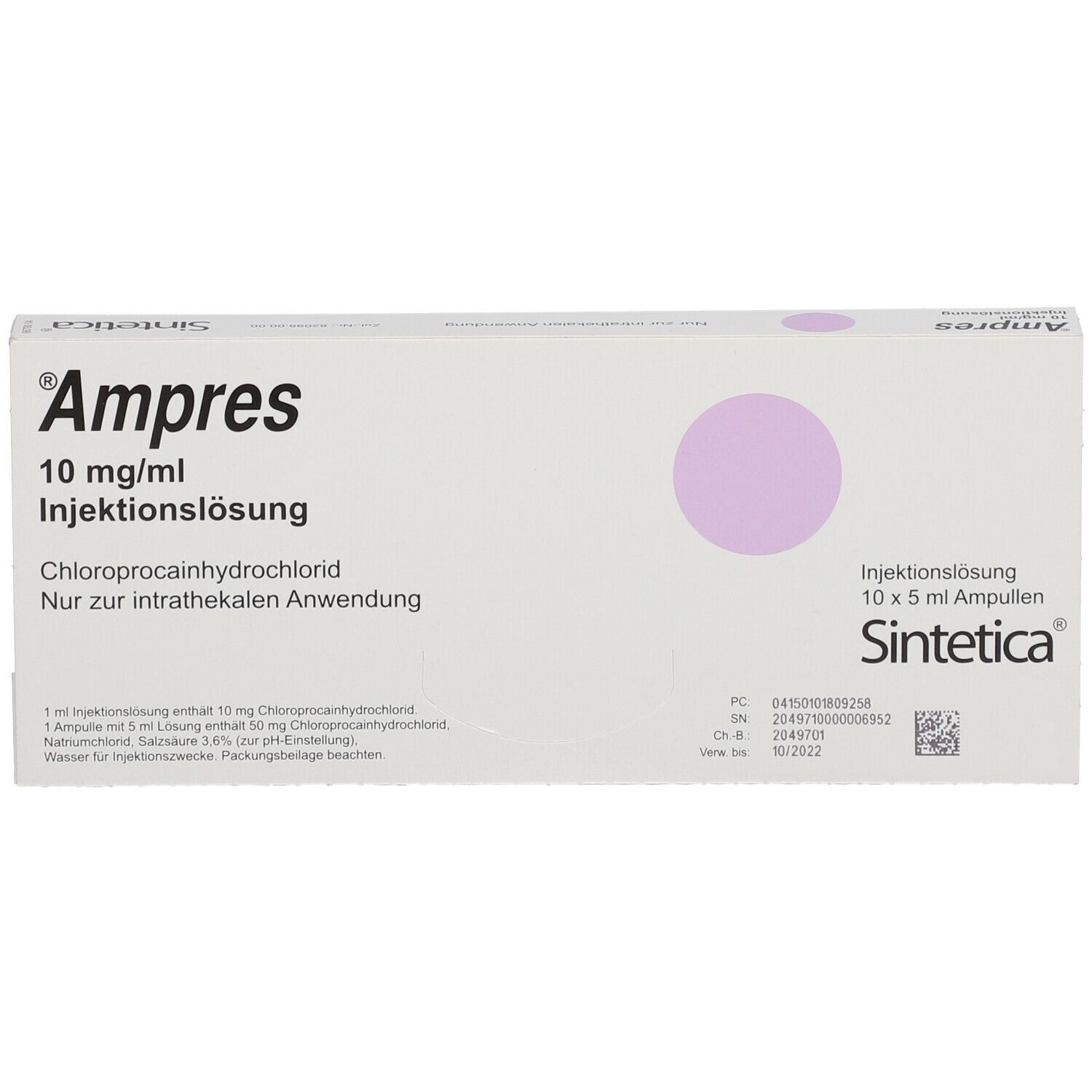 AMPRES intrathécal 50 mg/5ml bli sté amp 10 pce