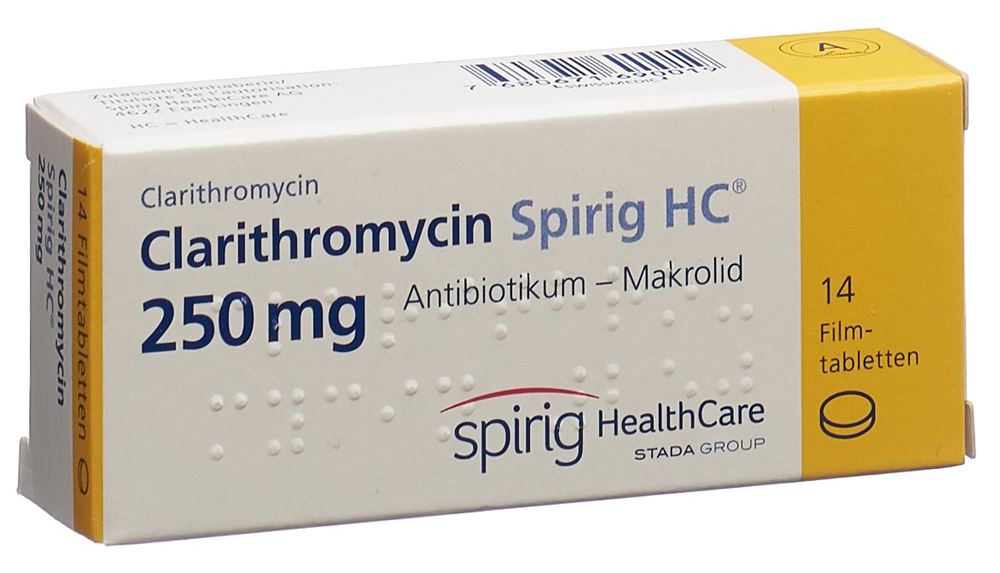 CLARITHROMYCINE Spirig HC cpr pellic 250 mg 14 pce