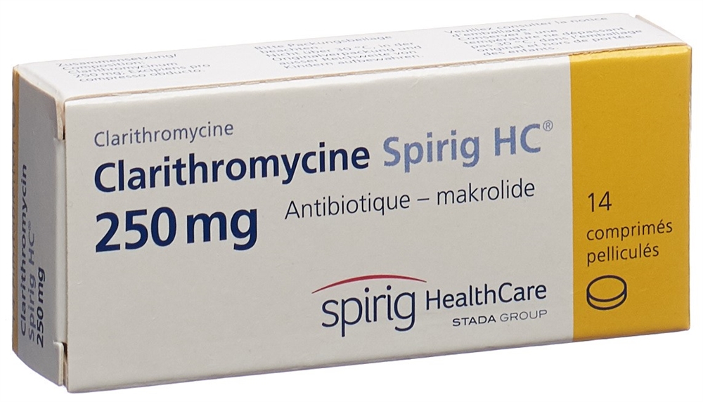 CLARITHROMYCINE Spirig HC cpr pellic 250 mg 14 pce