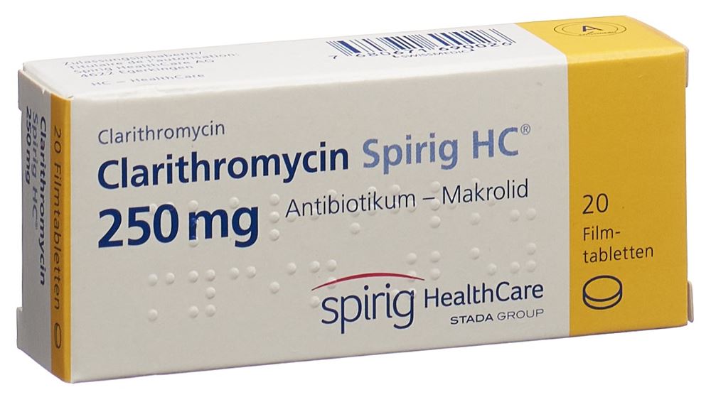 CLARITHROMYCINE Spirig HC cpr pellic 250 mg 20 pce