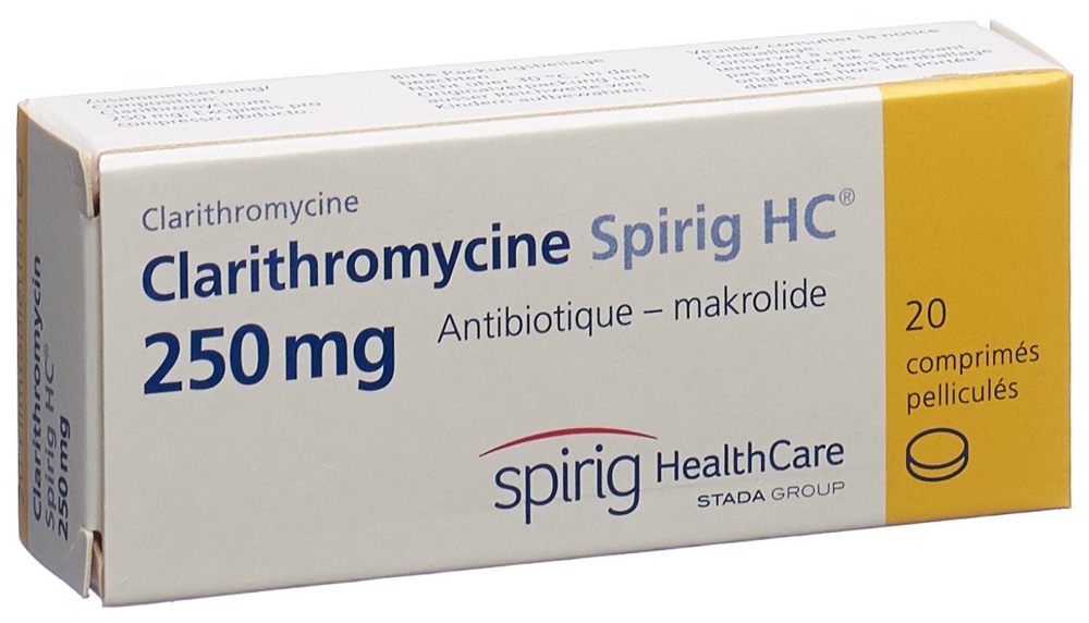 CLARITHROMYCINE Spirig HC cpr pellic 250 mg 20 pce