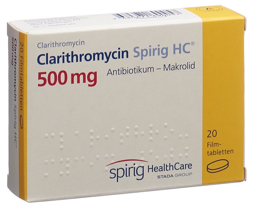 CLARITHROMYCINE Spirig HC cpr pellic 500 mg 20 pce