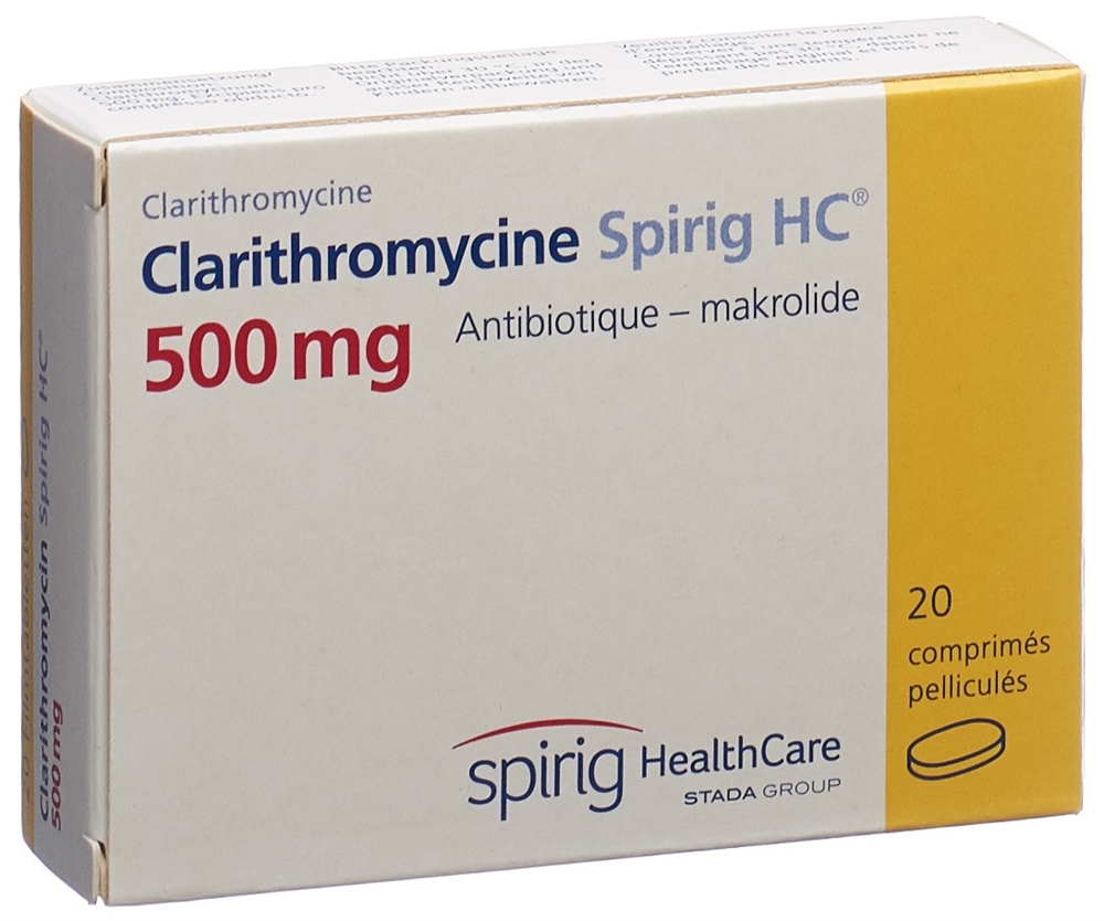 CLARITHROMYCINE Spirig HC cpr pellic 500 mg 20 pce