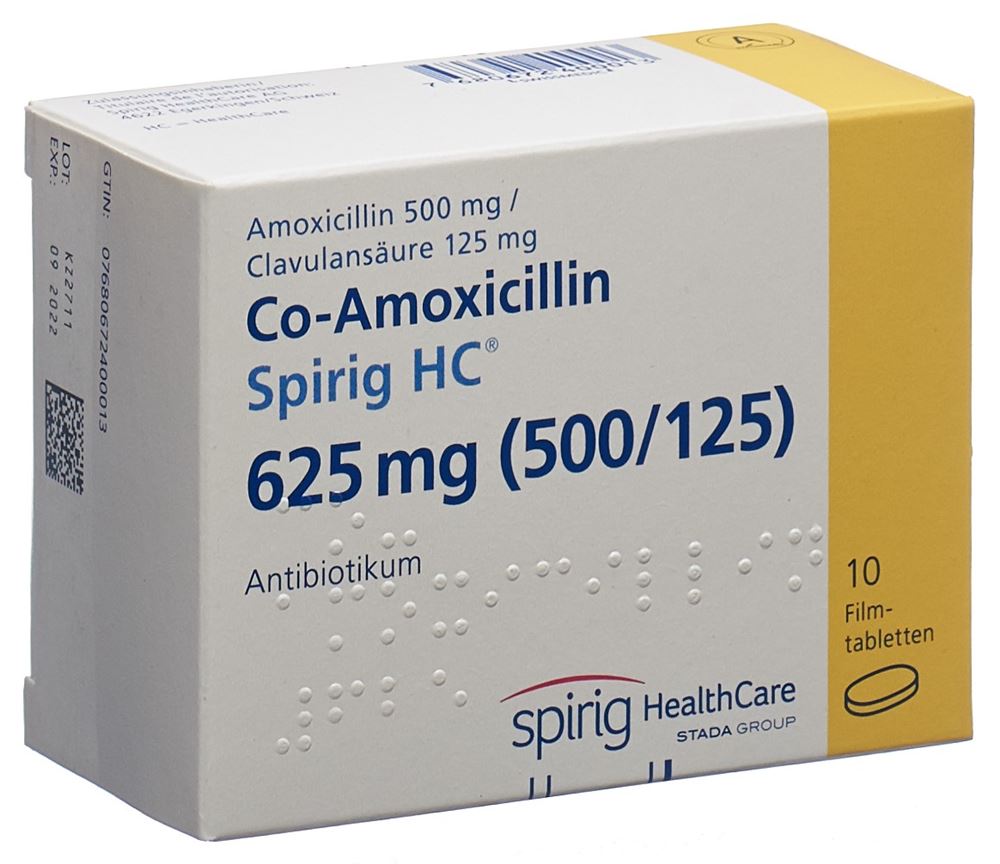CO-AMOXICILLINE Spirig HC cpr pell 625 mg 10 pce