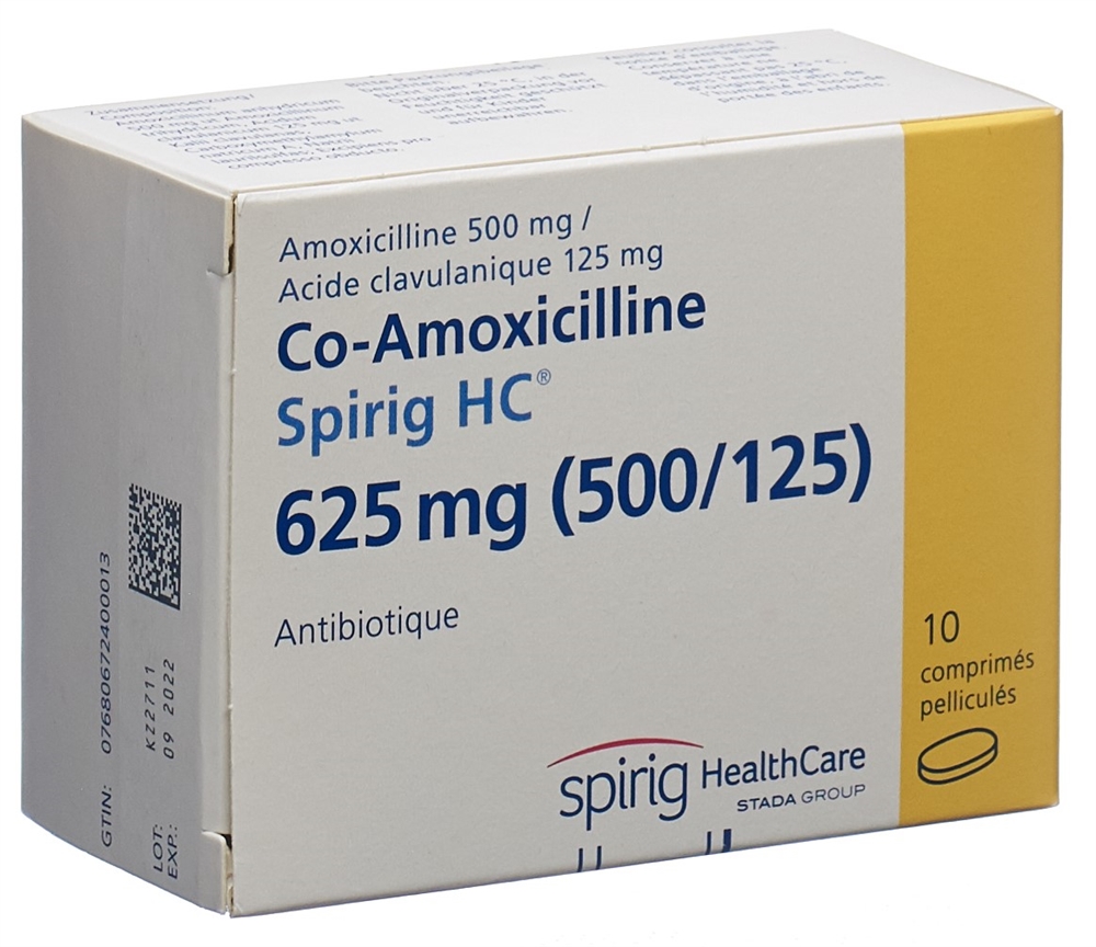 CO-AMOXICILLINE Spirig HC cpr pell 625 mg 10 pce