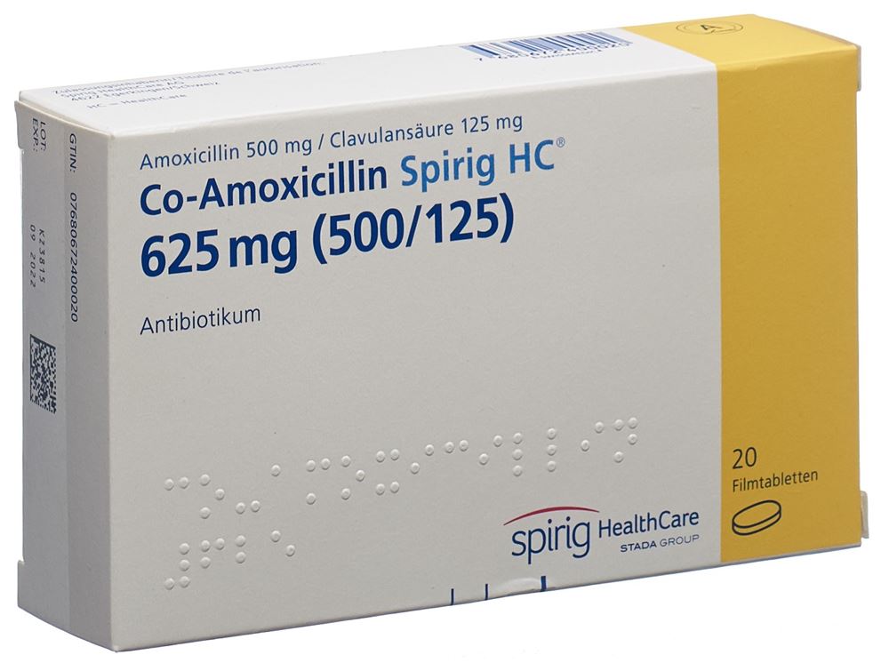 Co-Amoxicillin Spirig HC 625 mg (500/125), Filmtabletten