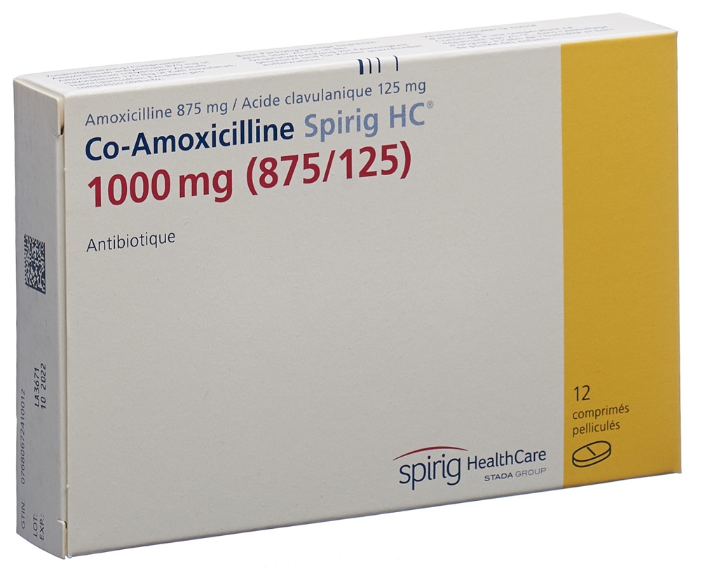 CO-AMOXICILLINE Spirig HC cpr pel 1000 mg 12 pce