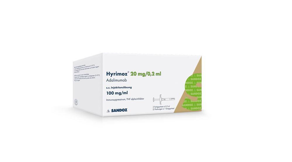 HYRIMOZ sol inj 20 mg/0.2ml ser pré 2 x 0.2 ml