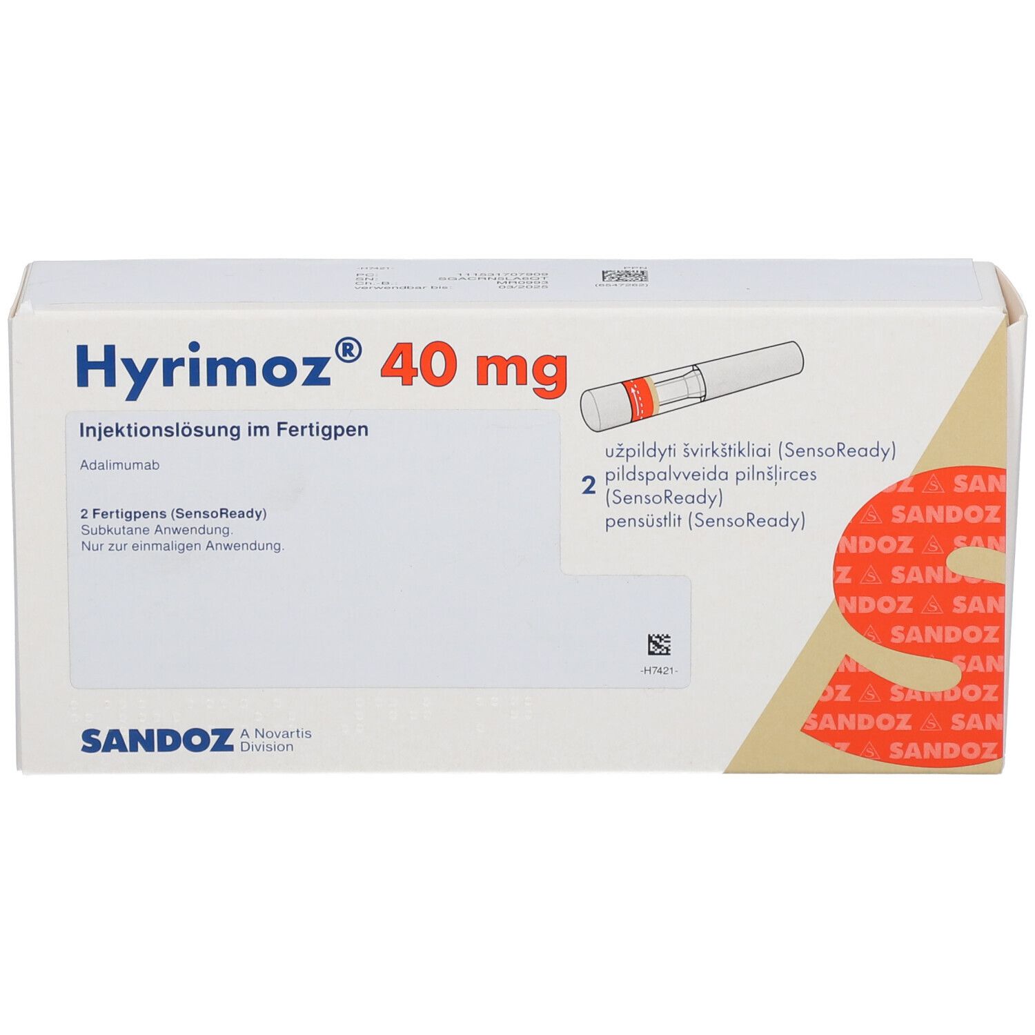 Hyrimoz SensoReady 40 mg/0.8 ml, Injektionslösung im Fertigpen