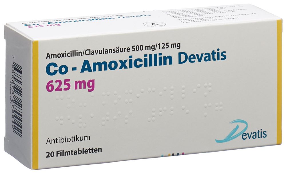 CO-AMOXICILLINE Devatis cpr pell 625 mg 20 pce