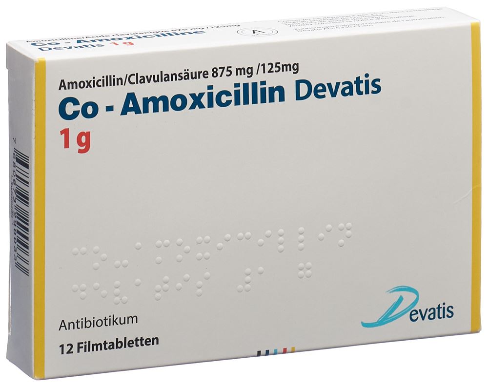 CO-AMOXICILLINE Devatis cpr pell 1 g 12 pce