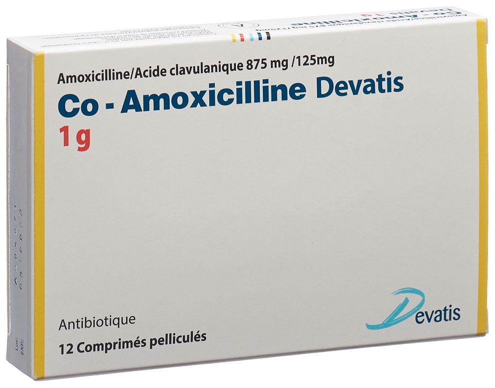 CO-AMOXICILLINE Devatis cpr pell 1 g 12 pce