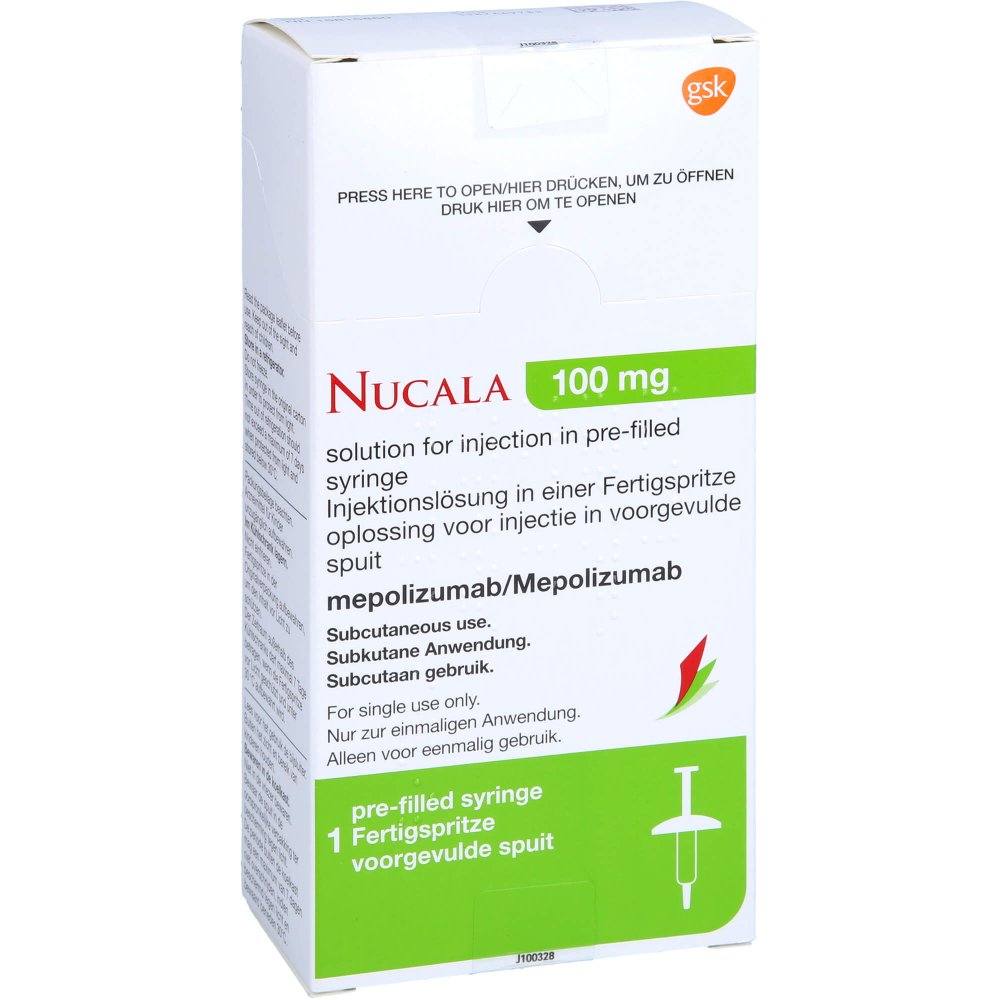 Nucala 100 mg/mL, Injektionslösung in der Fertigspritze