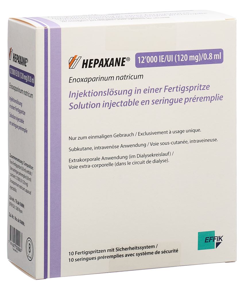 Hepaxane 12'000 IE/UI (120 mg)/0.8 ml, solution injectable en seringue préremplie