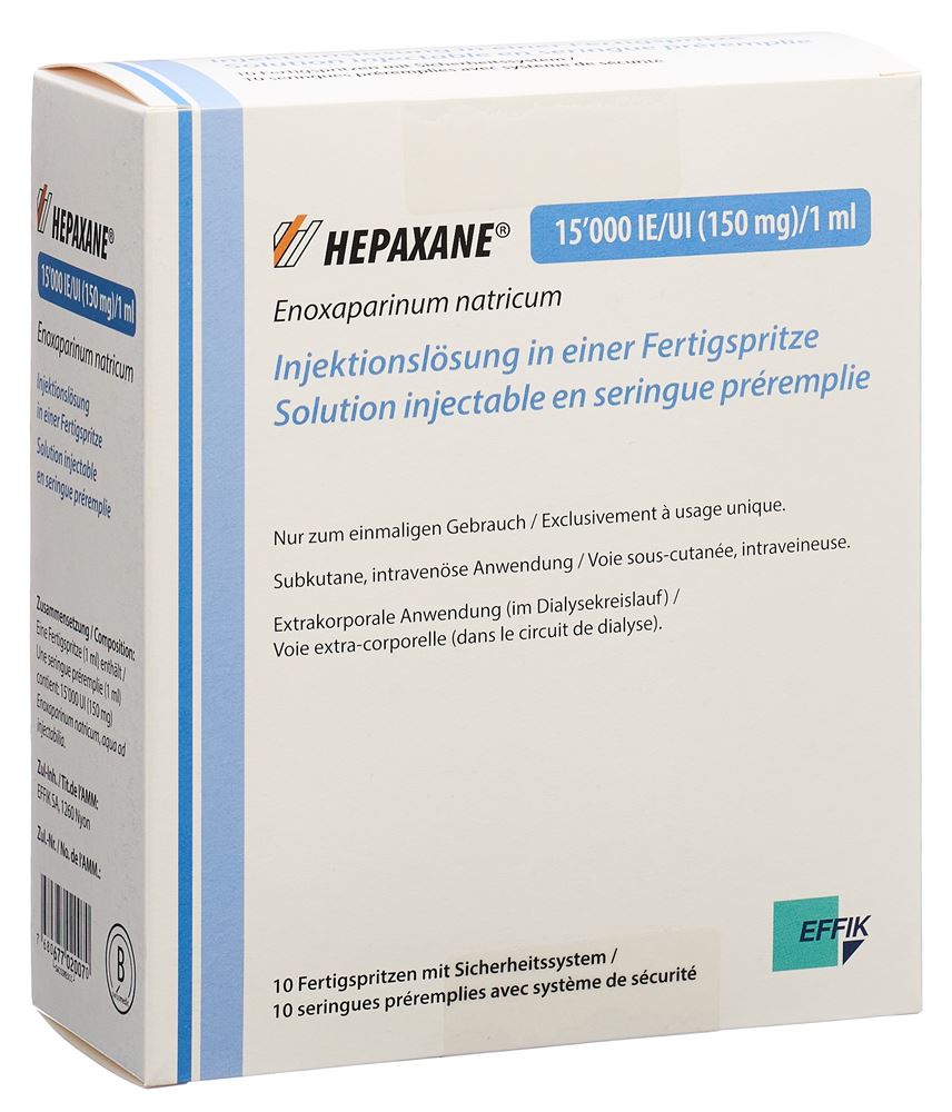 HEPAXANE sol inj 150 mg/ml ser pré 10 pce