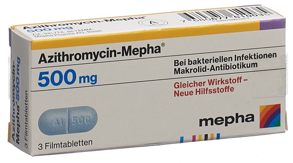 AZITHROMYCIN Mepha cpr pell 500 mg 3 pce