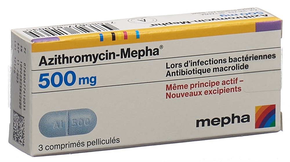 AZITHROMYCIN Mepha cpr pell 500 mg 3 pce