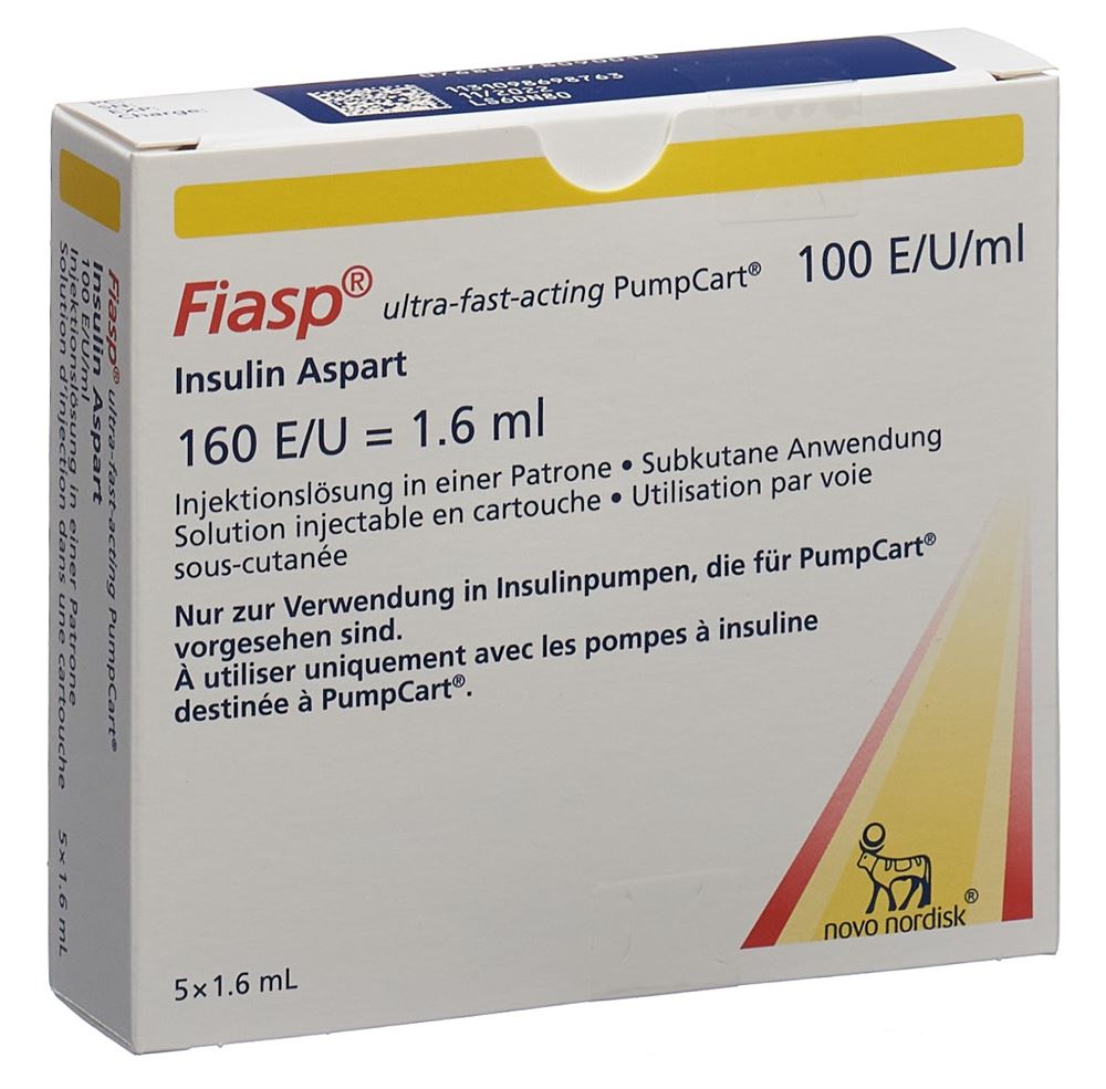 FIASP PumpCart sol inj 100 U/ml 5 cartouche 1.6 ml