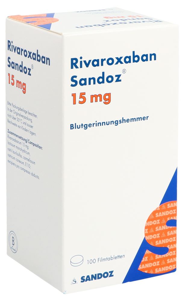 RIVAROXABAN Sandoz cpr pell 15 mg bte 100 pce
