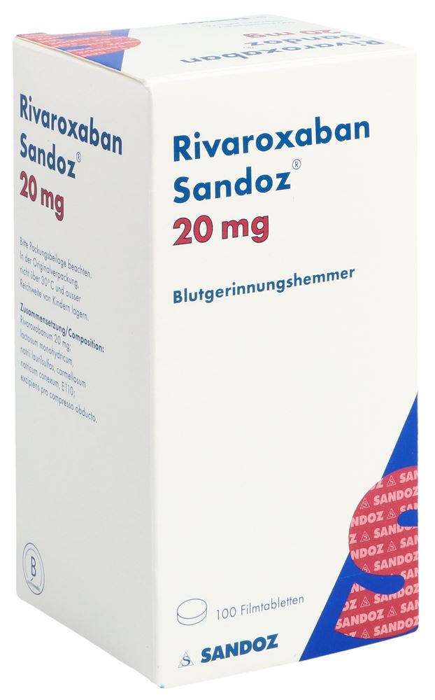 RIVAROXABAN Sandoz cpr pell 20 mg bte 100 pce