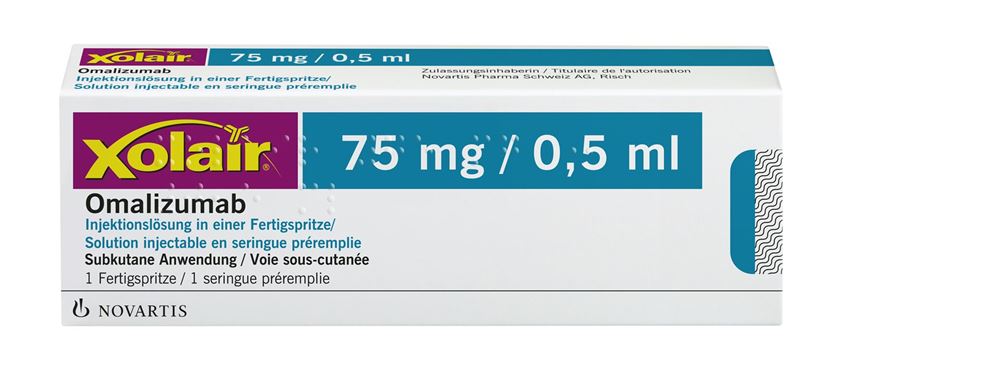 XOLAIR sol inj 75 mg/0.5ml seringue pré 0.5 ml